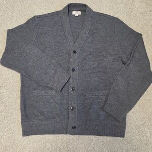 Wallace & Barnes J.Crew Mens XL Merino Wool Cardigan Gray Dadcore Grandpacore